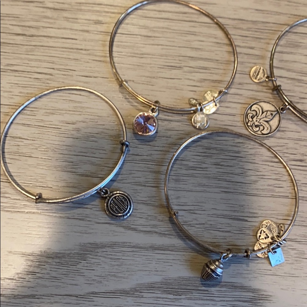 Alex and Ani silver bracelet stack